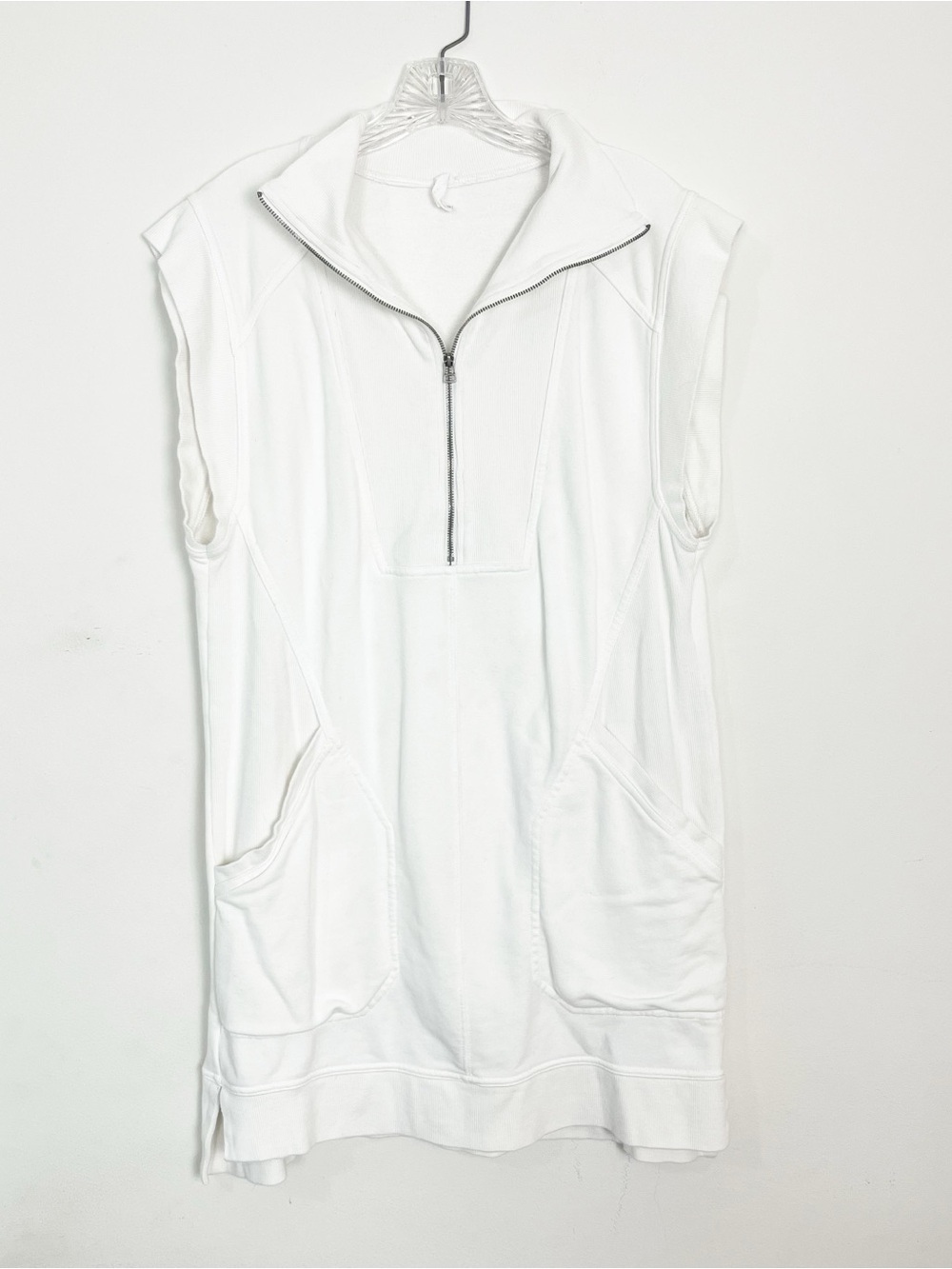 Daily Practice Meru Mini Sleeveless Half-Zip Hooded Tunic - White